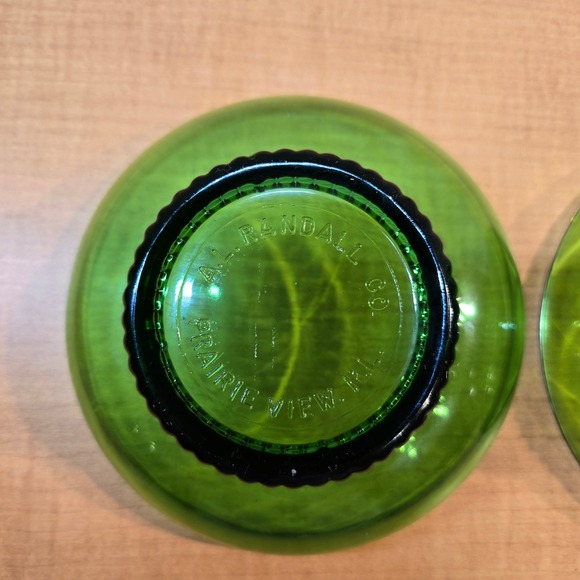 2 Vintage‎ A.L. Randall Emerald Green Glass Bowls Prairie View Ill 6.5" Diameter - Picture 4 of 8